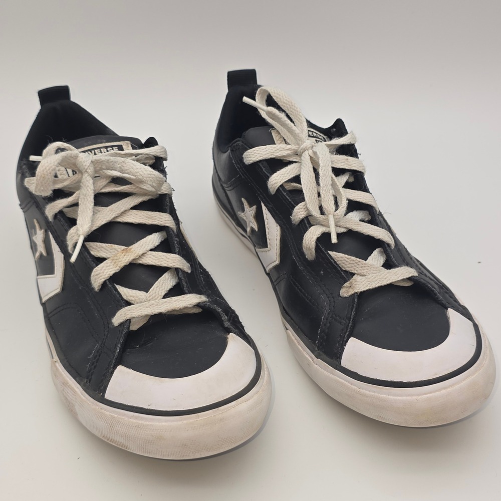 Converse Sneakers Kids Star Player 76 Leather Low Top Black White Size 7